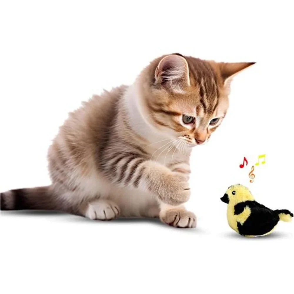 Song Birds Cat Toy Touch Activated Singing Catnip Toy Mimics Real Bird